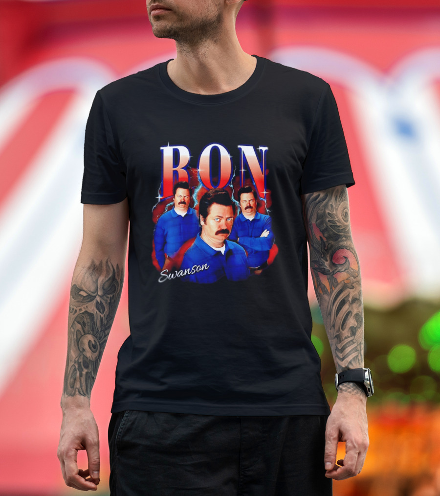 Parks and Recreation Ron Swanson Hearthrob Character Collage T-Shirt