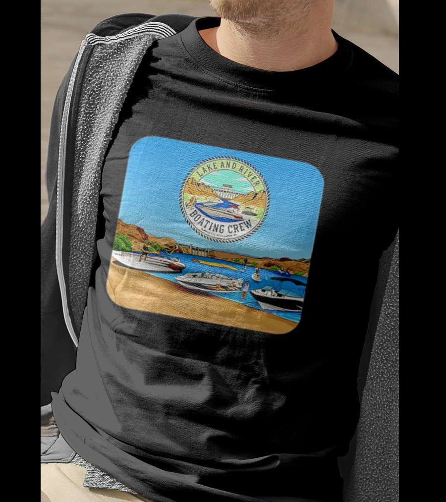Lake And River Boating Crew With Boats Jet Ski E Foil Adventure Scene T-Shirt