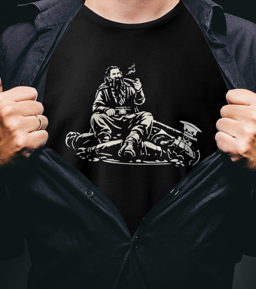 The Lord Of The Rings Gandalf Pipe Smoking Scene With Staff And Hat T-Shirt