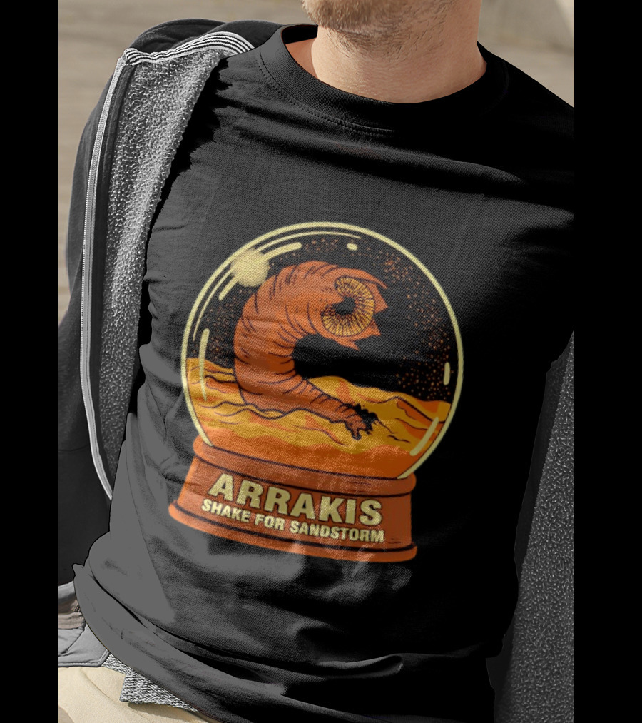 Arrakis Shake For Sandstorm Snow Globe Iconic Sandworm And Desert Scene T-Shirt