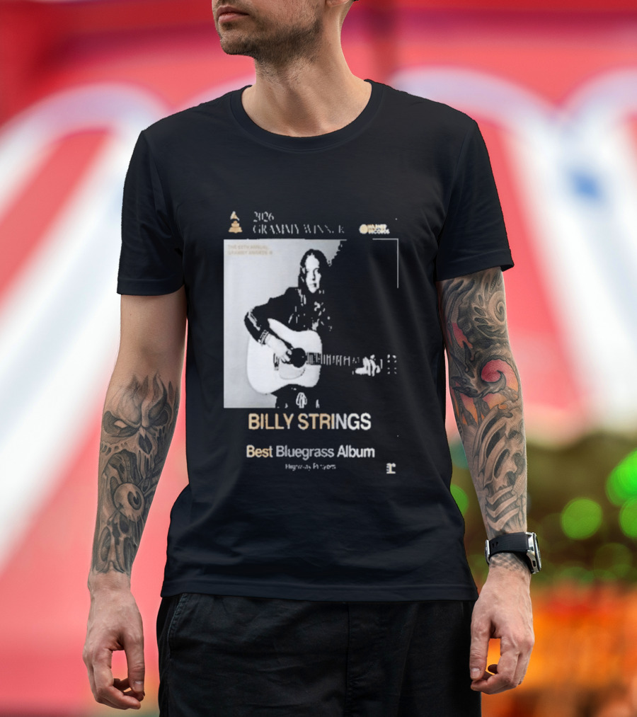 Billy Strings 2026 Grammy Winner Best Bluegrass Album Performance Acoustic Guitar T-Shirt