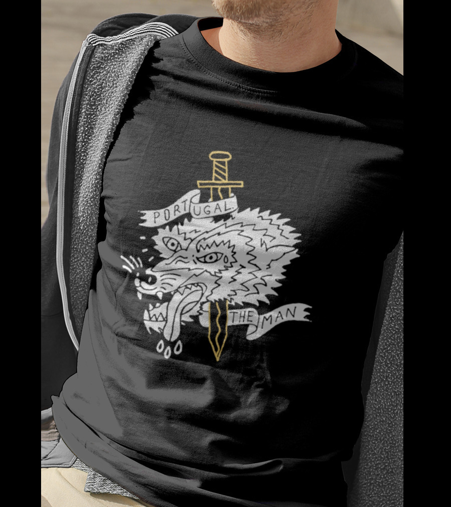 Portugal The Man Wolf Head Sword And Banner T-Shirt