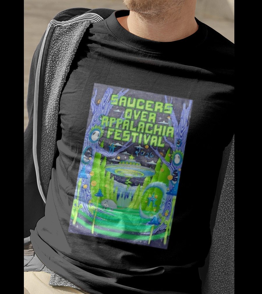 Saucers Over Appalachia Festival 2026 UFO Theme Bristol VA Jun 13 Forest Aliens T-Shirt
