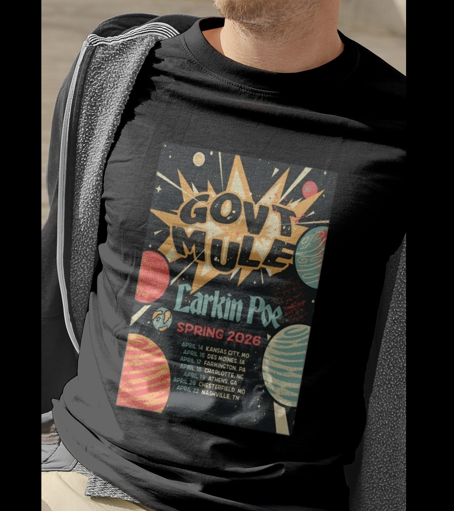 Gov't Mule Larkin Poe Spring 2026 Tour Dates Kansas City Des Moines Farmington Charlotte Athens Chesterfield Nashville T-Shirt