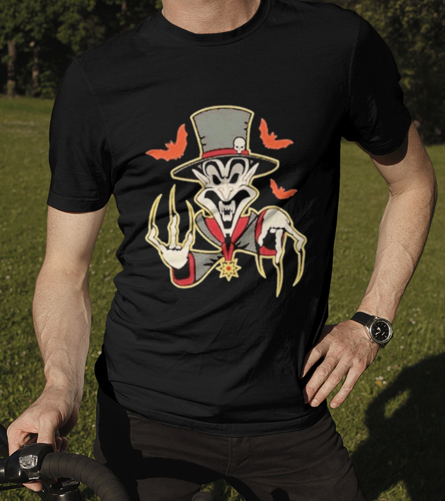 Insane Clown Posse Ringmaster Clown Top Hat Skeleton Bat Claws T-Shirt