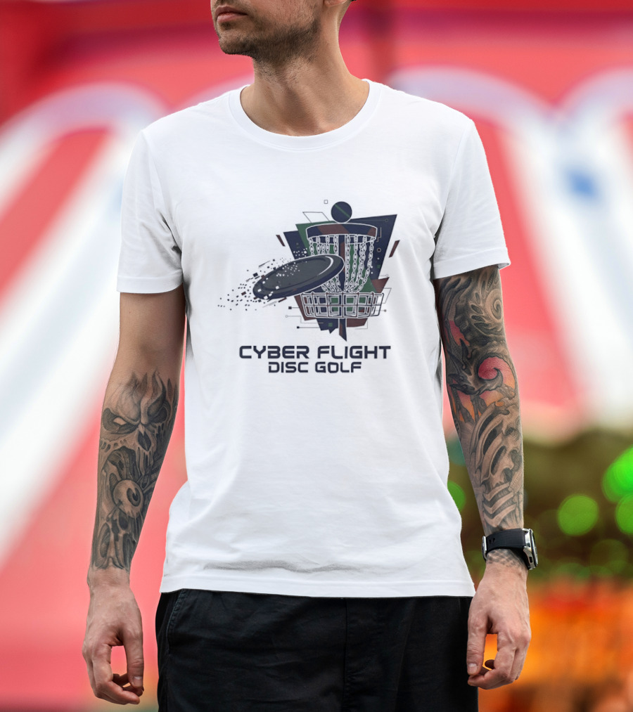 Cyber Flight Disc Golf Futuristic Basket T-Shirt