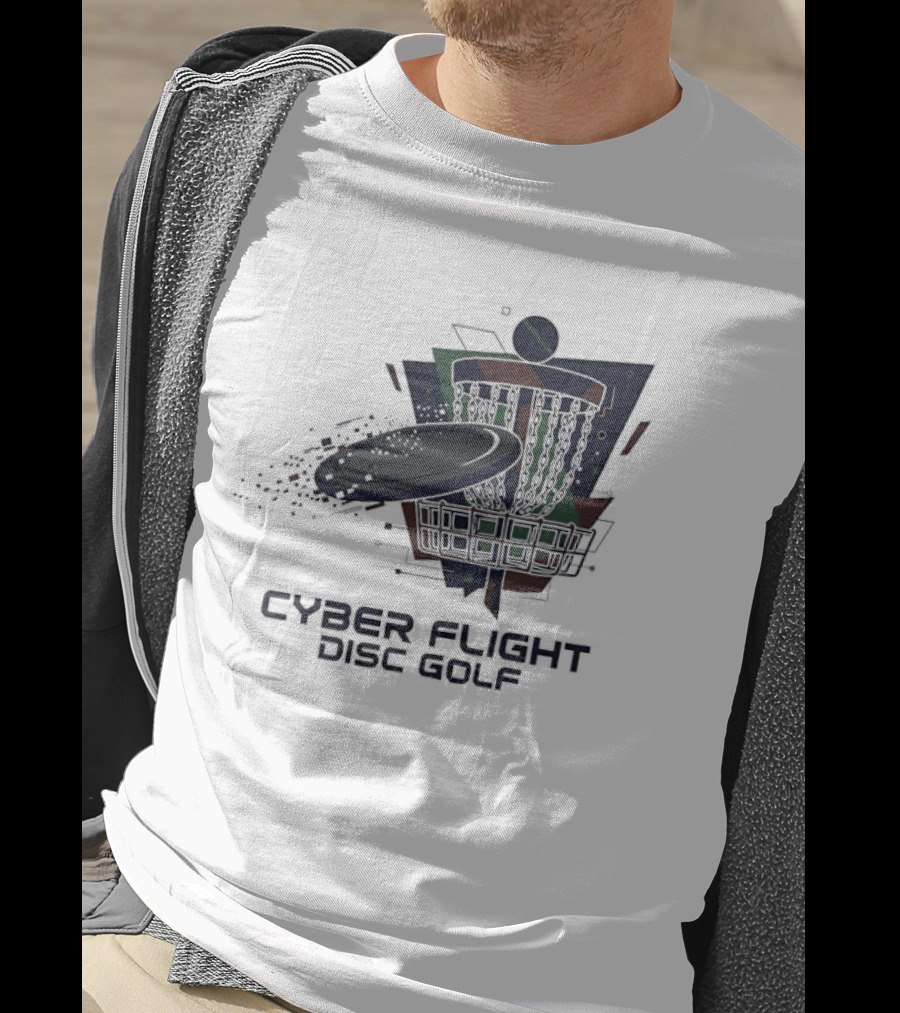 Cyber Flight Disc Golf Futuristic Basket T-Shirt