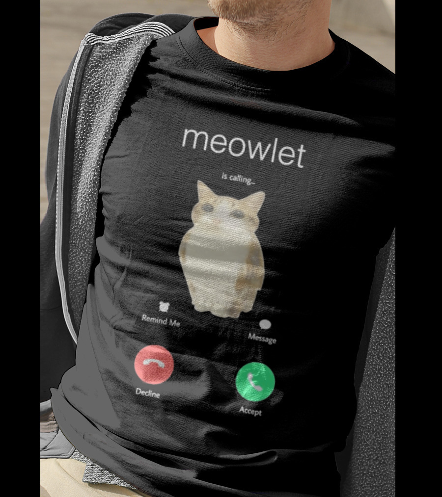 Meowlet Is Calling Remind Me Message Decline Accept Cat Image T-Shirt