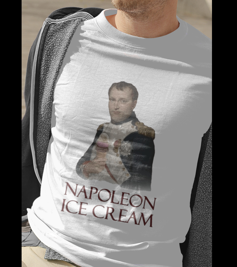 Napoleon Holding Neapolitan Ice Cream Cone Historical Mashup T-Shirt