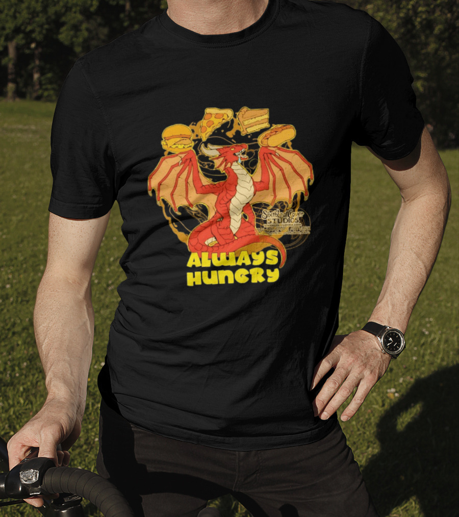 Always Hungry Dragon Pizza Burger Fast Food Sixleafclover Studios T-Shirt
