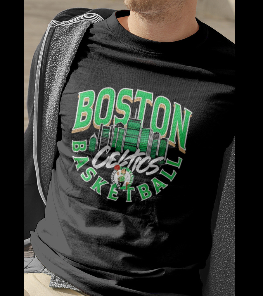 Boston Celtics Basketball City Skyline T-Shirt