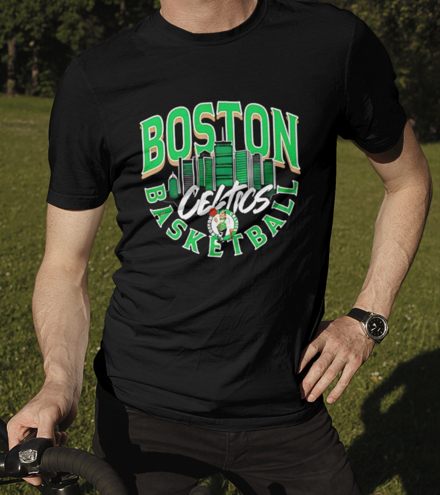 Boston Celtics Basketball City Skyline T-Shirt