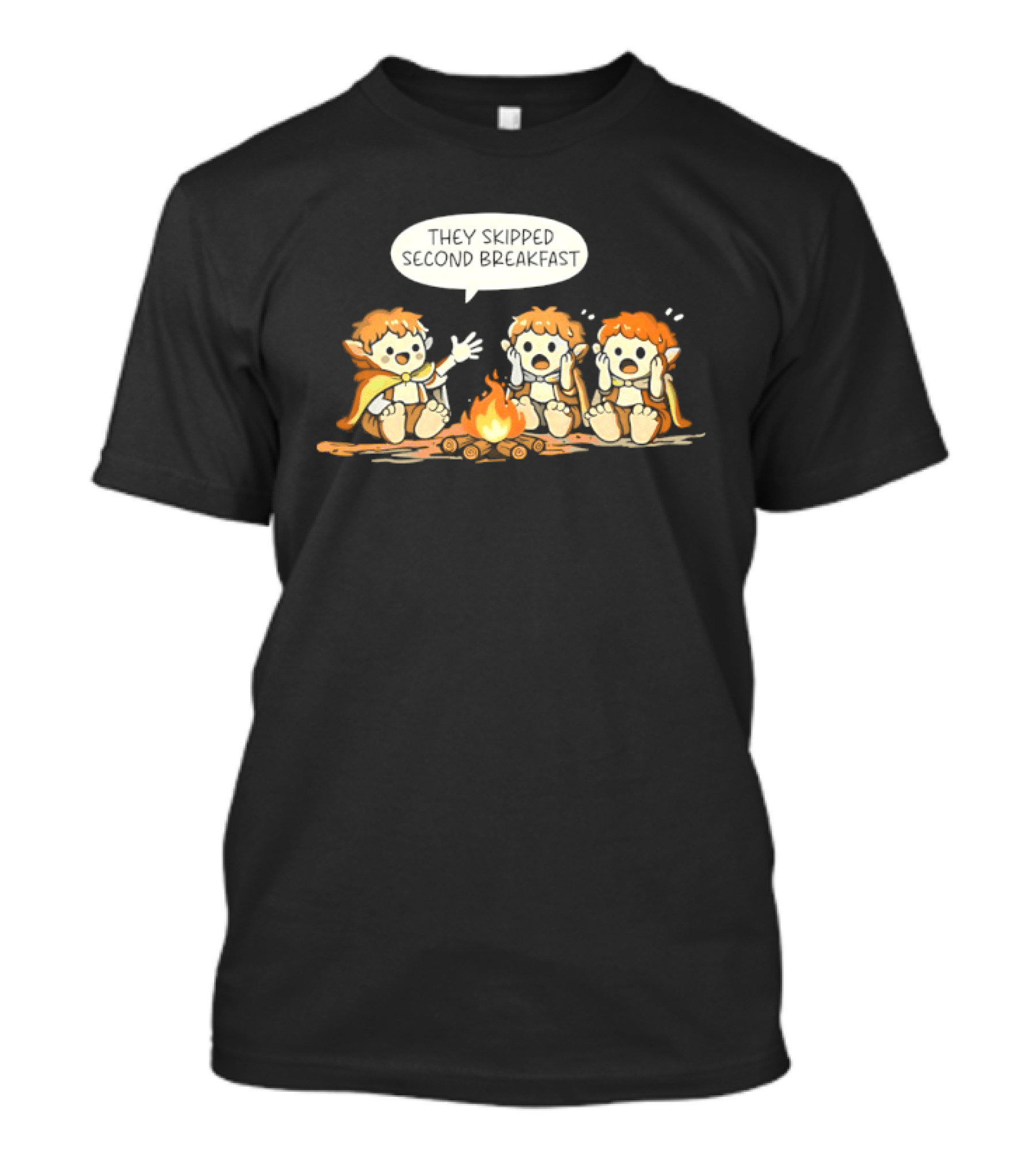 Elf Campfire Skipped Second Breakfast Conversation Scene T-Shirt