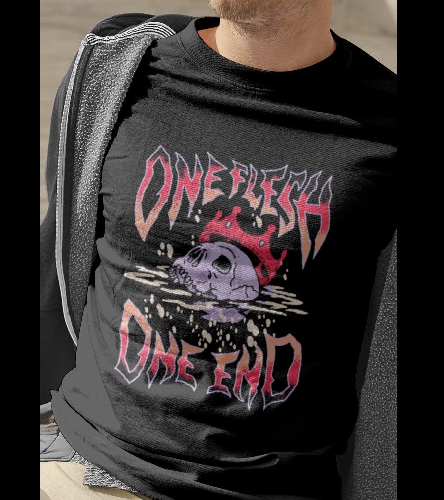 One Flesh One End Skull With Red Crown T-Shirt