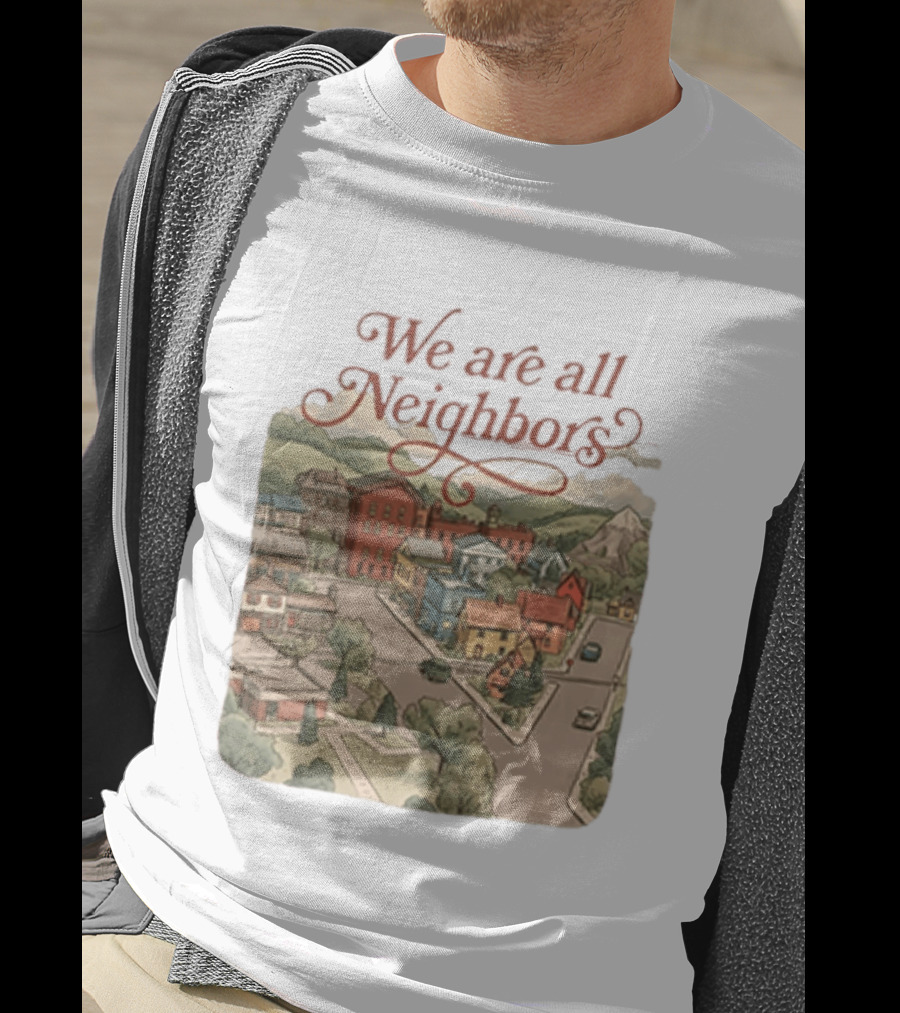 We Are All Neighbors Community Street Scene T-Shirt
