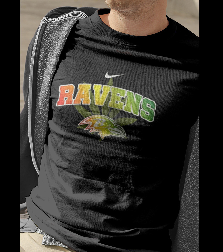 Baltimore Ravens Nike Bob Marley One Love Weed Leaf T-Shirt