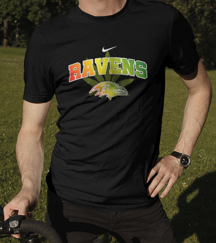 Baltimore Ravens Nike Bob Marley One Love Weed Leaf T-Shirt