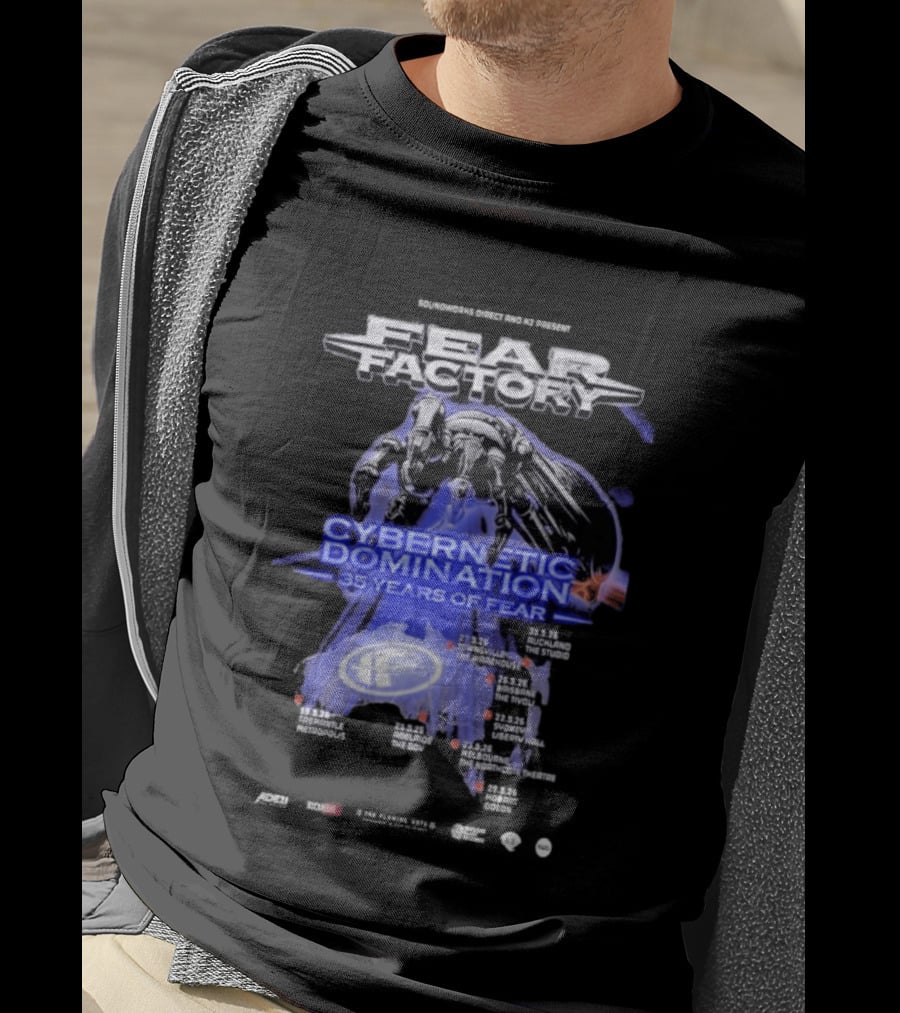 Fear Factory Cybernetic Domination 35 Years Of Fear Tour Dates Australia New Zealand T-Shirt
