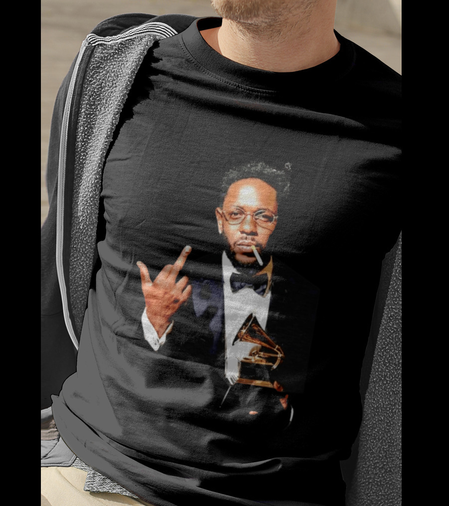 Kendrick Lamar Smoking Grammy Middle Finger Tuxedo T-Shirt