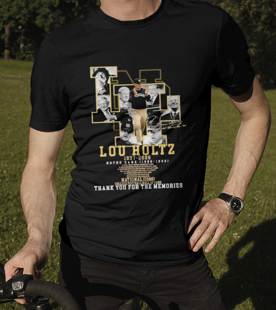 Notre Dame Lou Holtz 1937 2026 Thank You For The Memories College Football Hall Of Fame National Champions T-Shirt