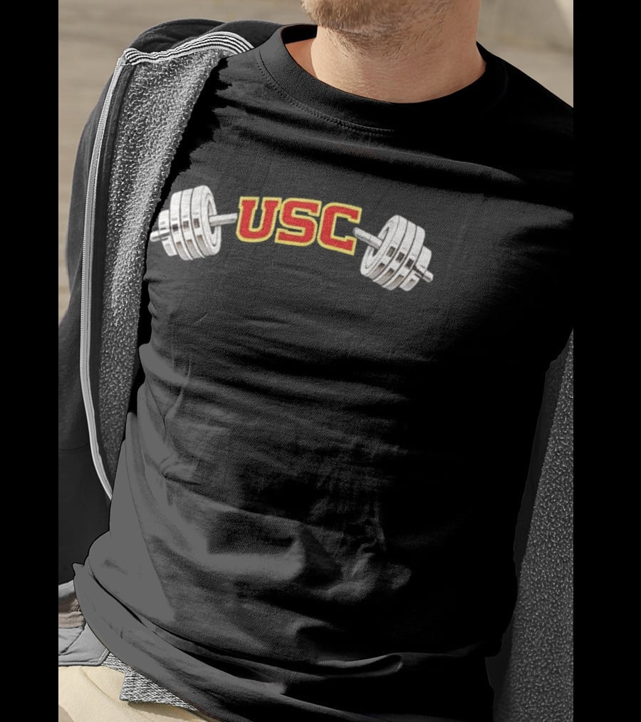 USC Barbell Flex Muscle Powerlifting Fitness T-Shirt