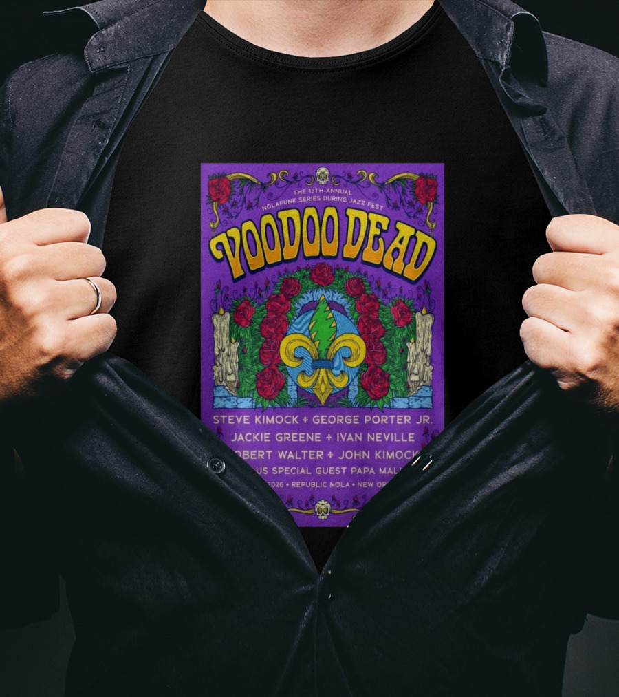 Voodoo Dead 13th Annual Nolafunk Series Jazz Fest New Orleans 2026 April 25 Republic NOLA T-Shirt