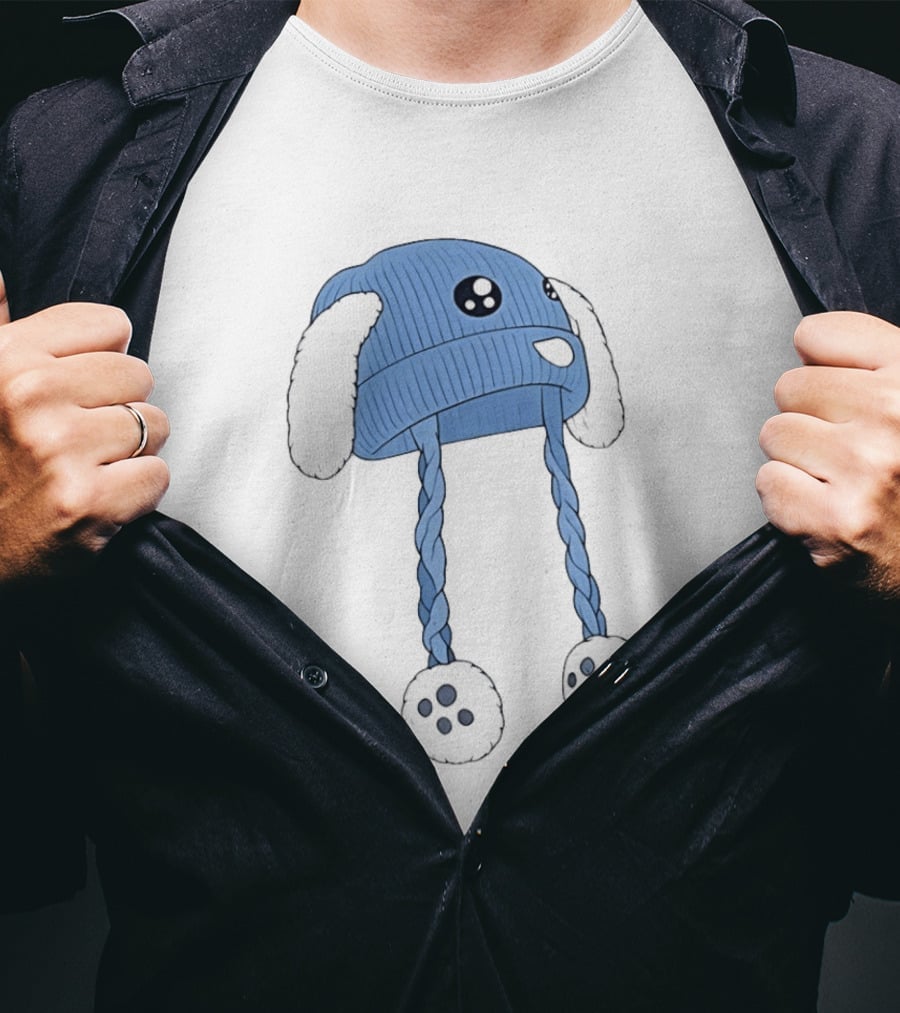 Liam Ramos Cute Kawaii Bunny Ears Blue Winter Hat T-Shirt