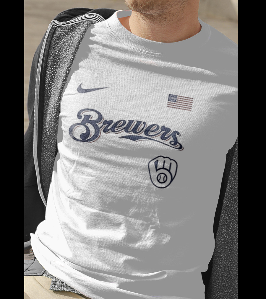 Milwaukee Brewers Nike USA Flag 250th Anniversary Baseball T-Shirt
