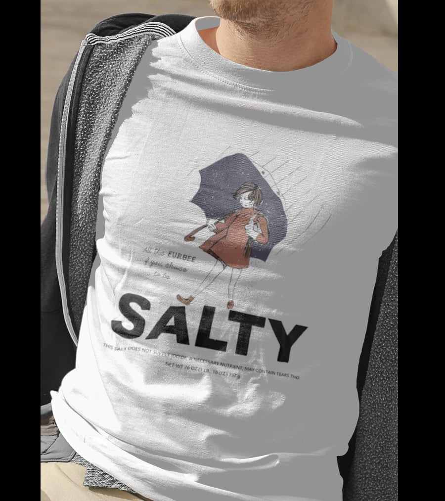 Salty Umbrella Girl In Rain Red Coat T-Shirt