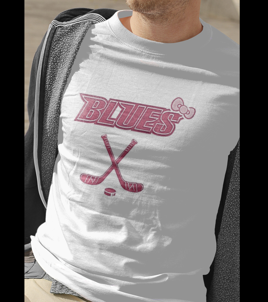 St Louis Blues X Hello Kitty Hockey Crossed Sticks Collaboration T-Shirt