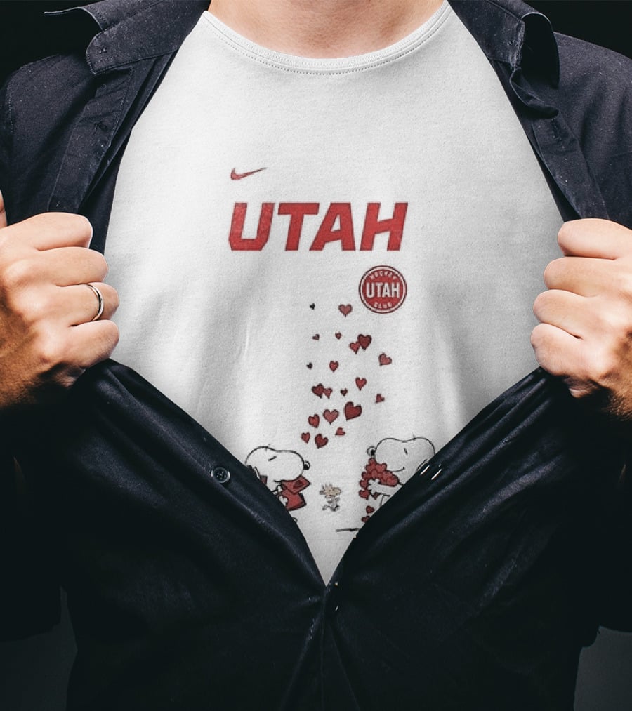 Utah Mammoth Snoopy Valentine Hearts Love U.S. T-Shirt