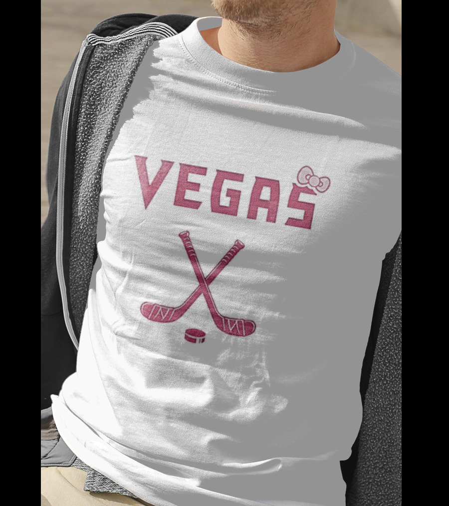 Vegas Golden Knights Hello Kitty Collaboration Hockey Stick Bow T-Shirt