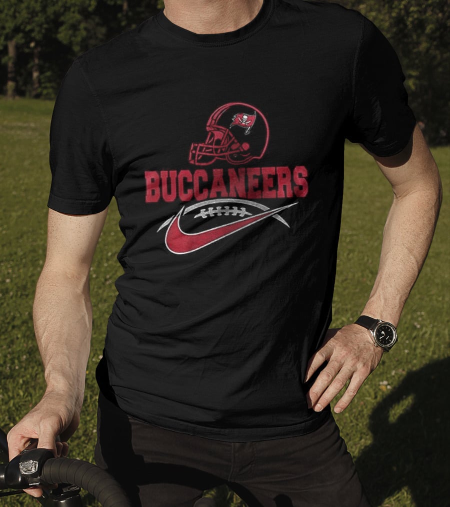 Tampa Bay Buccaneers Helmet And Nike Swoosh T-Shirt