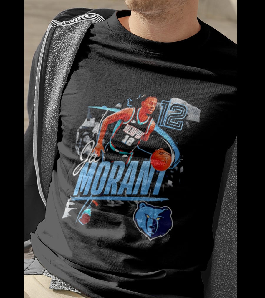 Ja Morant Memphis Grizzlies Number 12 Basketball Player Action T-Shirt