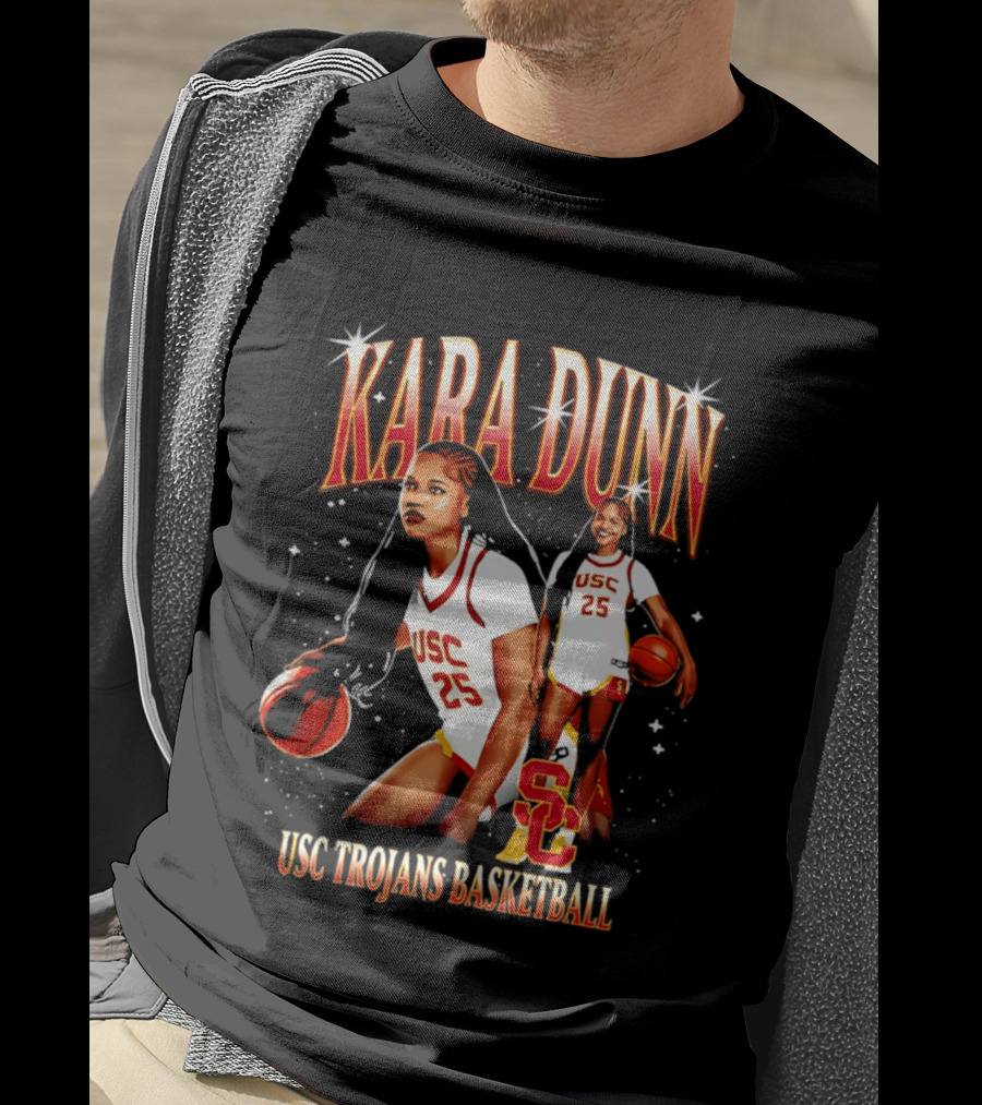 Kara Dunn USC Trojans Basketball Player Collage With Jersey 25 And Iconic SC T-Shirt