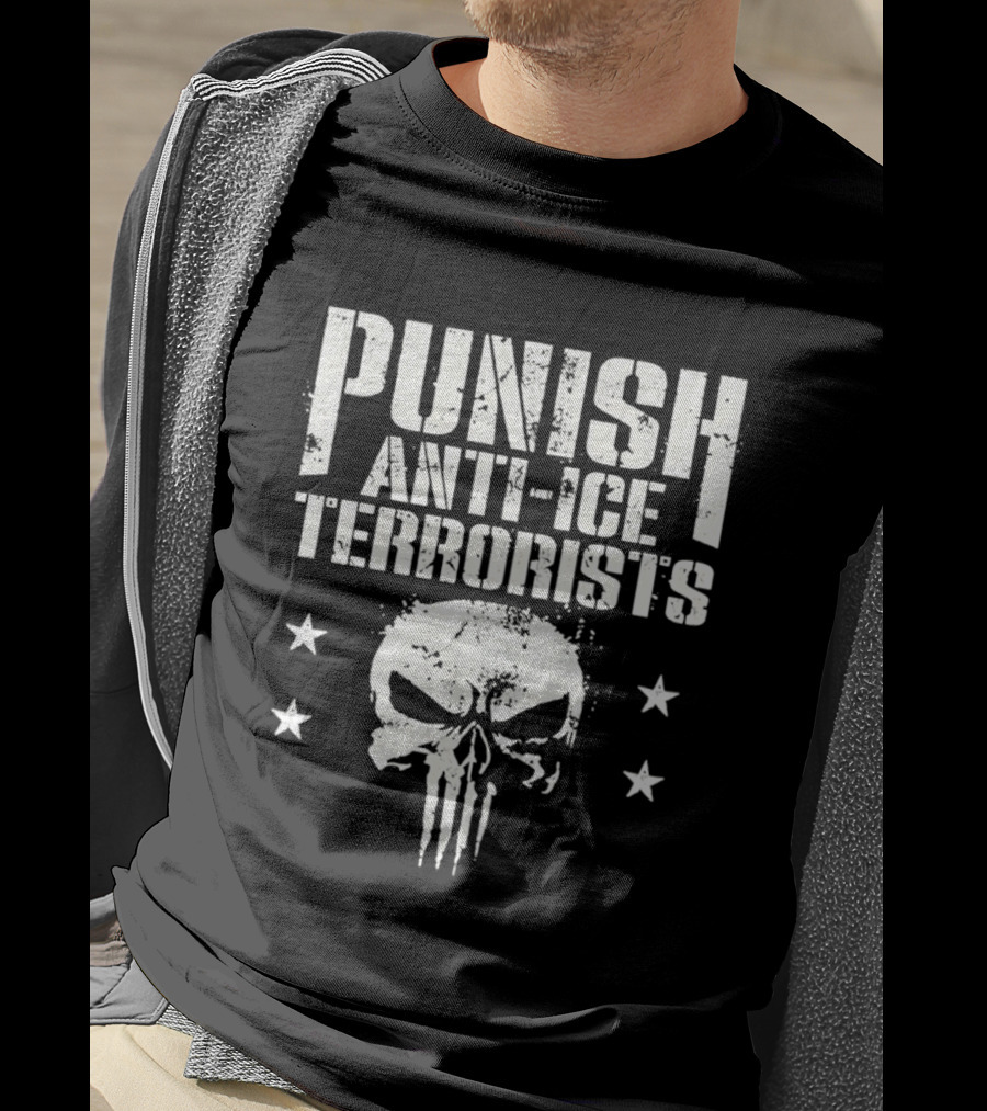 Punish Anti Ice Terrorists Skull Stars T-Shirt