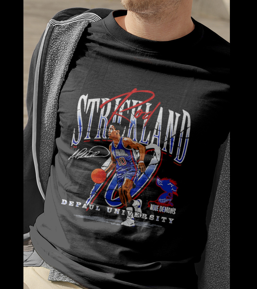 Rod Strickland DePaul University Blue Demons Basketball Number 10 T-Shirt