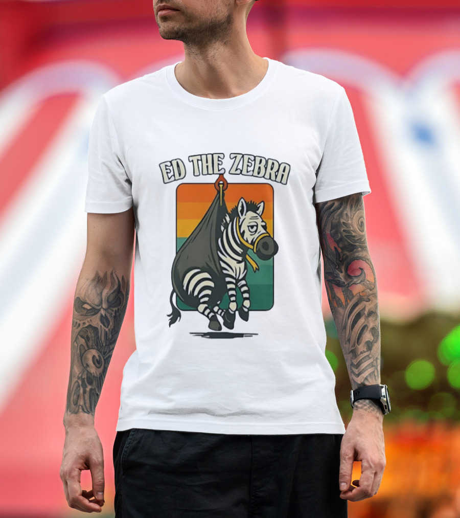 Ed The Zebra Retro Striped Capture Scene T-Shirt