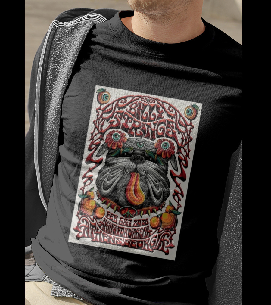 Billy Strings Feb 6 7 2026 Athens Georgia Akins Ford Arena Bulldog Psychedelic T-Shirt