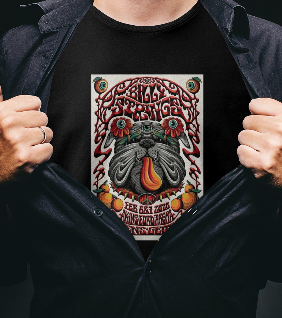 Billy Strings Feb 6 7 2026 Athens Georgia Akins Ford Arena Bulldog Psychedelic T-Shirt
