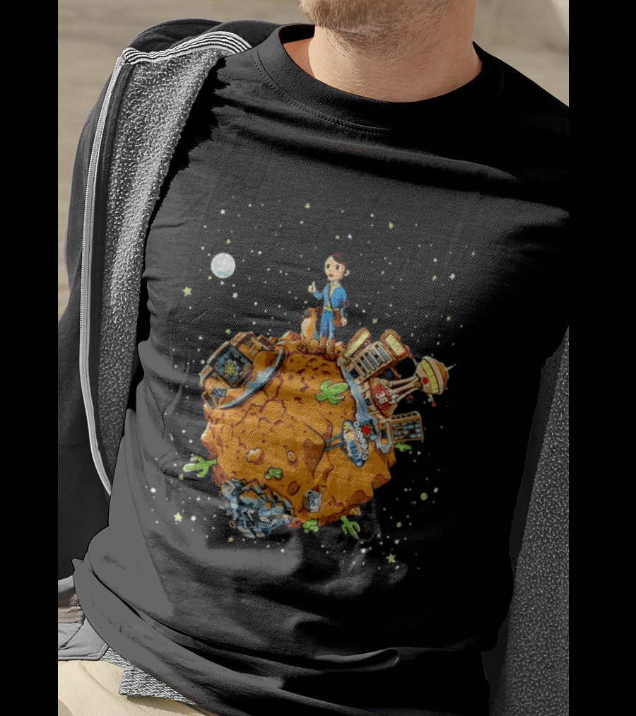 Vault Boy Vault Tec Corporation Welcome Las Vegas Planet Scene T-Shirt