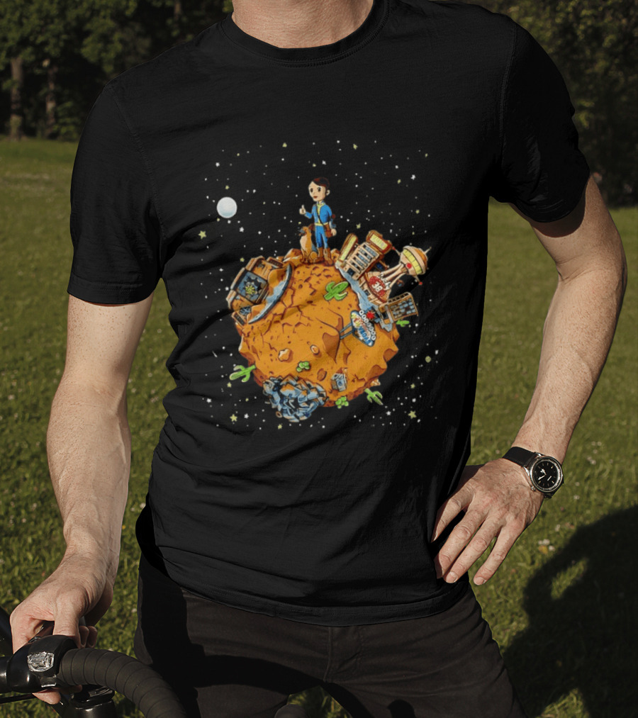 Vault Boy Vault Tec Corporation Welcome Las Vegas Planet Scene T-Shirt