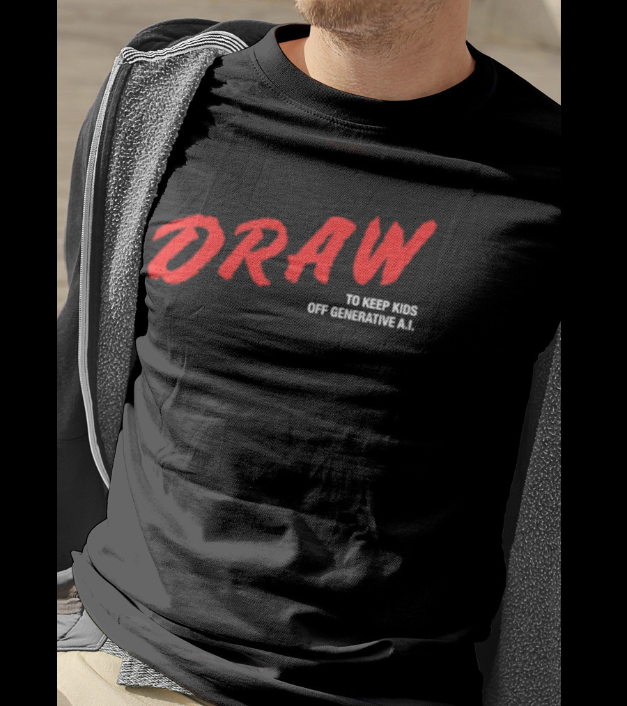 Daron Nefcy Draw To Keep Off Generative AI T-Shirt