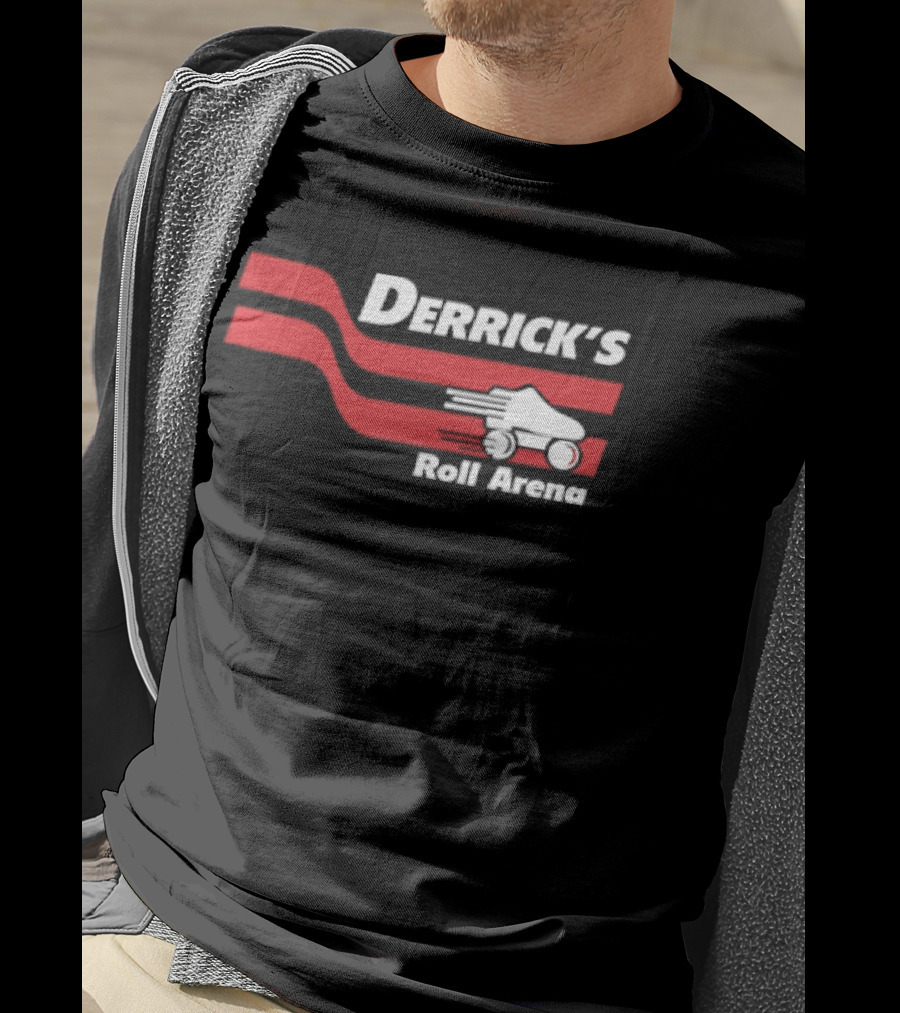 Derrick's Roll Arena Retro Skating Rink Neon Roller Skate T-Shirt