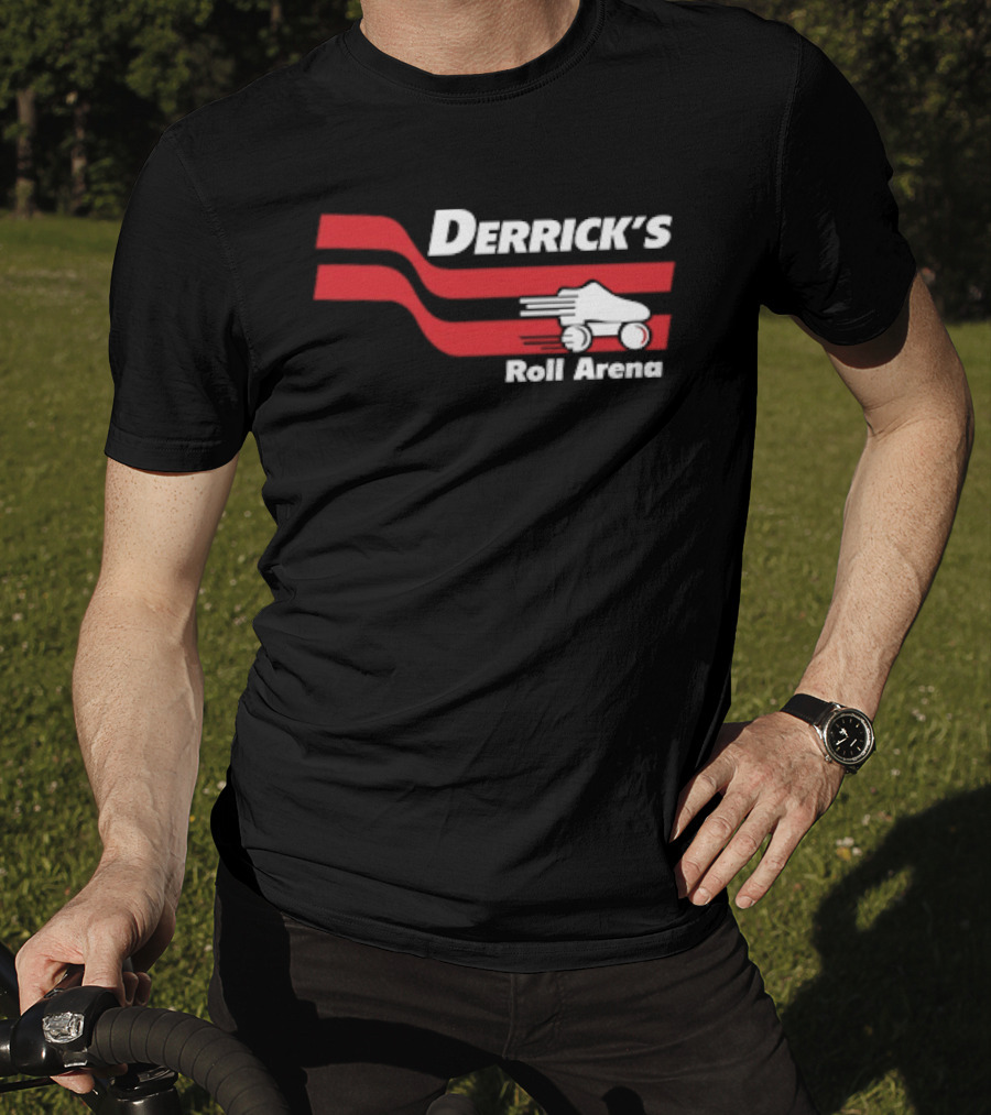 Derrick's Roll Arena Retro Skating Rink Neon Roller Skate T-Shirt