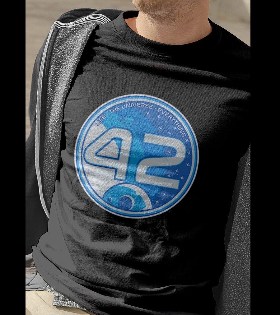 Life The Universe Everything 42 Planet And Stars Iconic Number T-Shirt