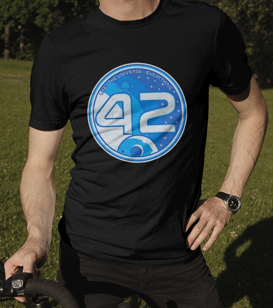 Life The Universe Everything 42 Planet And Stars Iconic Number T-Shirt