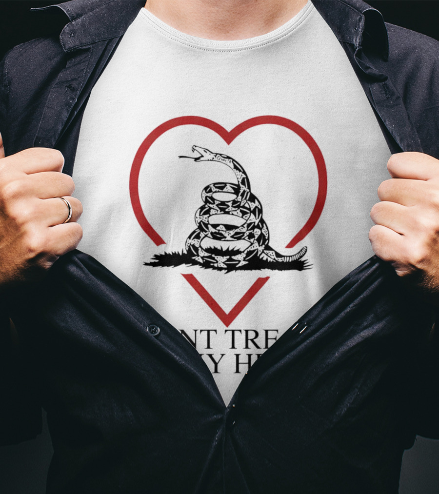 Dont Tread On My Heart Gadsden Flag Valentine Snake Inside Heart T-Shirt