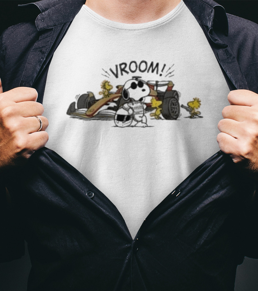 Snoopy Woodstock Peanuts VROOM F1 Racing Cadillac Team Collaboration T-Shirt