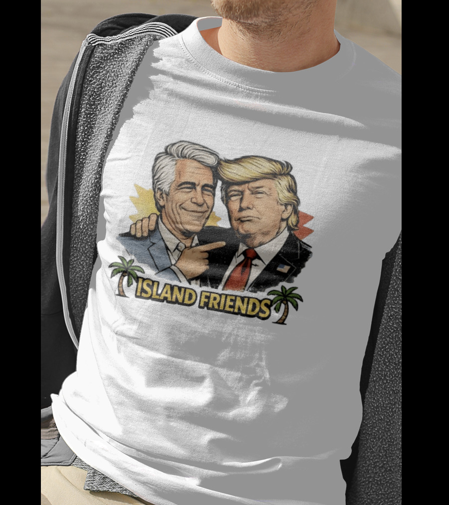 Trump And Epstein Island Friends Iconic Duo With Tropical Palm T-Shirt